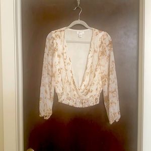Super cute white and gold small blouse
